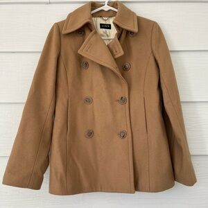 J Crew Tan Peacoat Wool Double Breasted Women’s Size XS